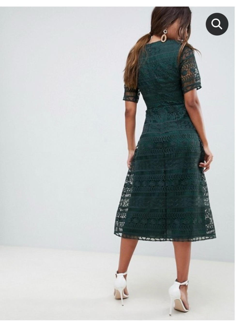 ASOS Dark Green Lace Midi Dress - Picture 2 of 6